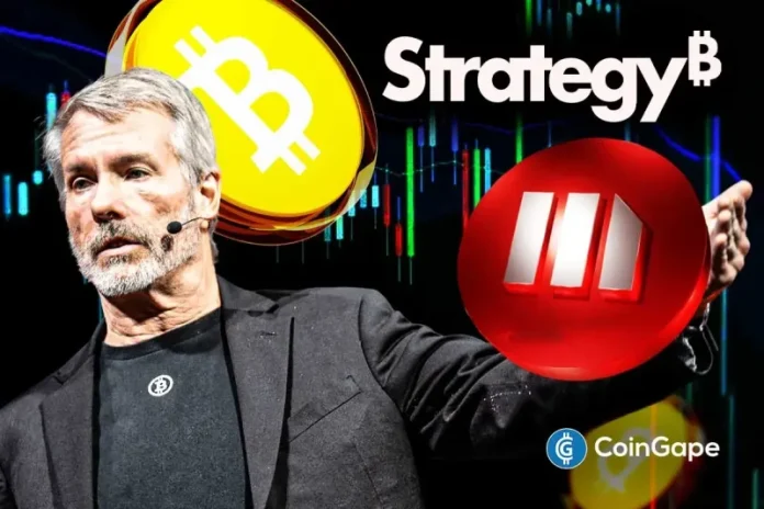 Michael Saylor’s Strategy made another weekly Bitcoin purchase last week, marking the company’s 11th consecutive purchase. The MSTR stock price rose following the announcement of this latest purchase, paring most of its losses in premarket trading. Strategy Acquires 17,994 BTC, MSTR Stock Price Rises An SEC filing shows that the company acquired 17,994 BTC for
The post <a href="https://coingape.com/mstr-stock-price-climbs-as-michael-saylors-strategy-adds-17994-btc/">Breaking: MSTR Stock Price Climbs As Michael Saylor’s Strategy Adds 17,994 BTC</a> appeared first on <a href="https://coingape.com/">CoinGape</a>.