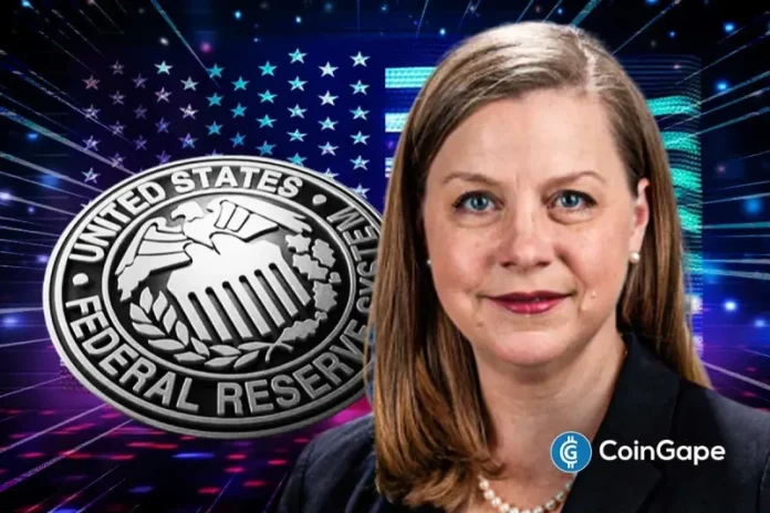 Michelle Bowman has called for more Fed rate cuts amid the new jobs report. The jobs data came in lower than projected by experts, highlighting that the labor market is weak. Weak Job Data Calls for More Fed Rate Cuts, Michelle Bowman Says According to Bloomberg, Federal Reserve Vice Chair for Supervision Michelle Bowman said
The post <a href="https://coingape.com/fed-vice-chair-michelle-bowman-calls-for-more-rate-cuts-as-u-s-labor-data-disappoints/">Fed Vice Chair Michelle Bowman Calls for More Rate Cuts as U.S. Labor Data Disappoints</a> appeared first on <a href="https://coingape.com/">CoinGape</a>.