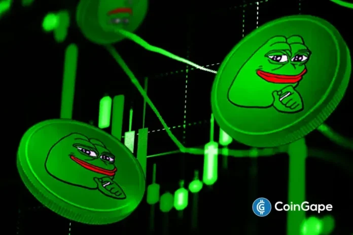 Pepe coin price jumped more than 20% on Monday, climbing to nearly $0.00000406 amid renewed interest in memecoins. The frog-themed cryptocurrency rebounded after weeks of downward movement and found strong support from bullish traders. The buyers defended the key support level multiple times, which indicated their trust in the possibility of a short-term trend reversal.
The post <a href="https://coingape.com/markets/pepe-coin-price-surges-20-how-high-can-it-go-in-march/">Pepe Coin Price Surges 20%- How High Can it Go in March?</a> appeared first on <a href="https://coingape.com/">CoinGape</a>.