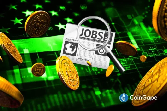 The January U.S. Jobs report has come in strong, signaling that the labor market is indeed rebounding. Notably, nonfarm payrolls came in well above expectations, crushing expectations for a rate cut anytime soon. However, Bitcoin sharply climbed above $67,000 despite the strong jobs data. U.S. Jobs Report Comes In Strong, Bitcoin Climbs Above $67,000 Bureau
The post <a href="https://coingape.com/u-s-jobs-report-january-nonfarm-payrolls-rise-to-130k-bitcoin-climbs/">U.S. Jobs Report: January Nonfarm Payrolls Rise To 130k, Bitcoin Climbs</a> appeared first on <a href="https://coingape.com/">CoinGape</a>.