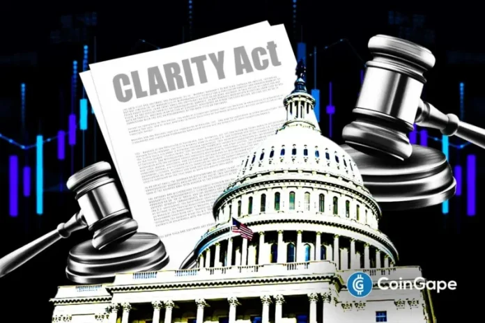 The U.S. crypto regulation push just got another boost as The Digital Chamber called on the Senate Banking Committee to make progress with the CLARITY Act. In a letter, the trade association urged the committee to move the crypto bill into the markup phase. Ad Ad Senate Banking Committee Receives Letter To Speed Up CLARITY
The post <a href="https://coingape.com/clarity-act-gets-push-as-senate-banking-committee-receives-letter-to-advance-markup/">CLARITY Act Gets Push As Senate Banking Committee Receives Letter to Advance Markup</a> appeared first on <a href="https://coingape.com/">CoinGape</a>.